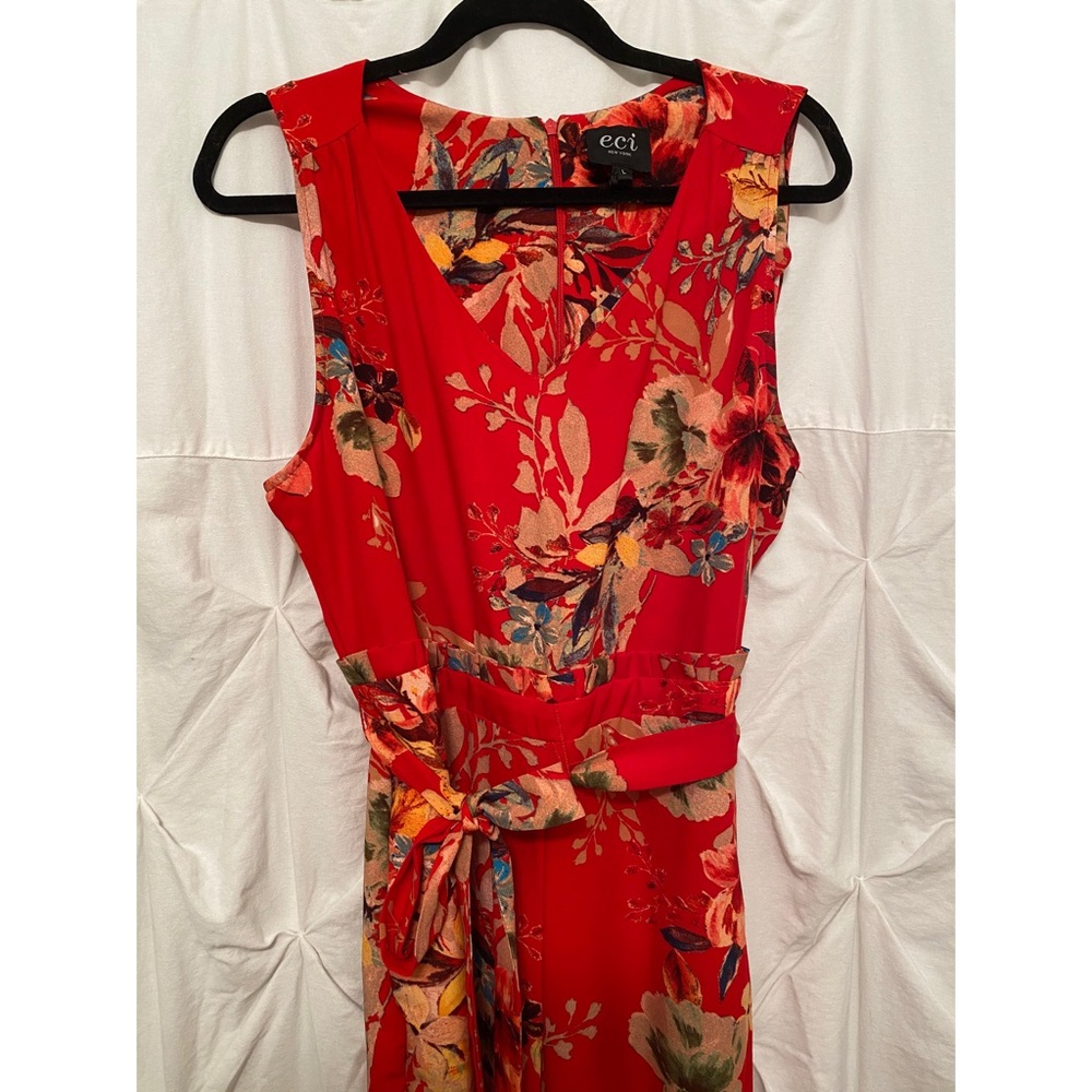 Floral red jumpsuit